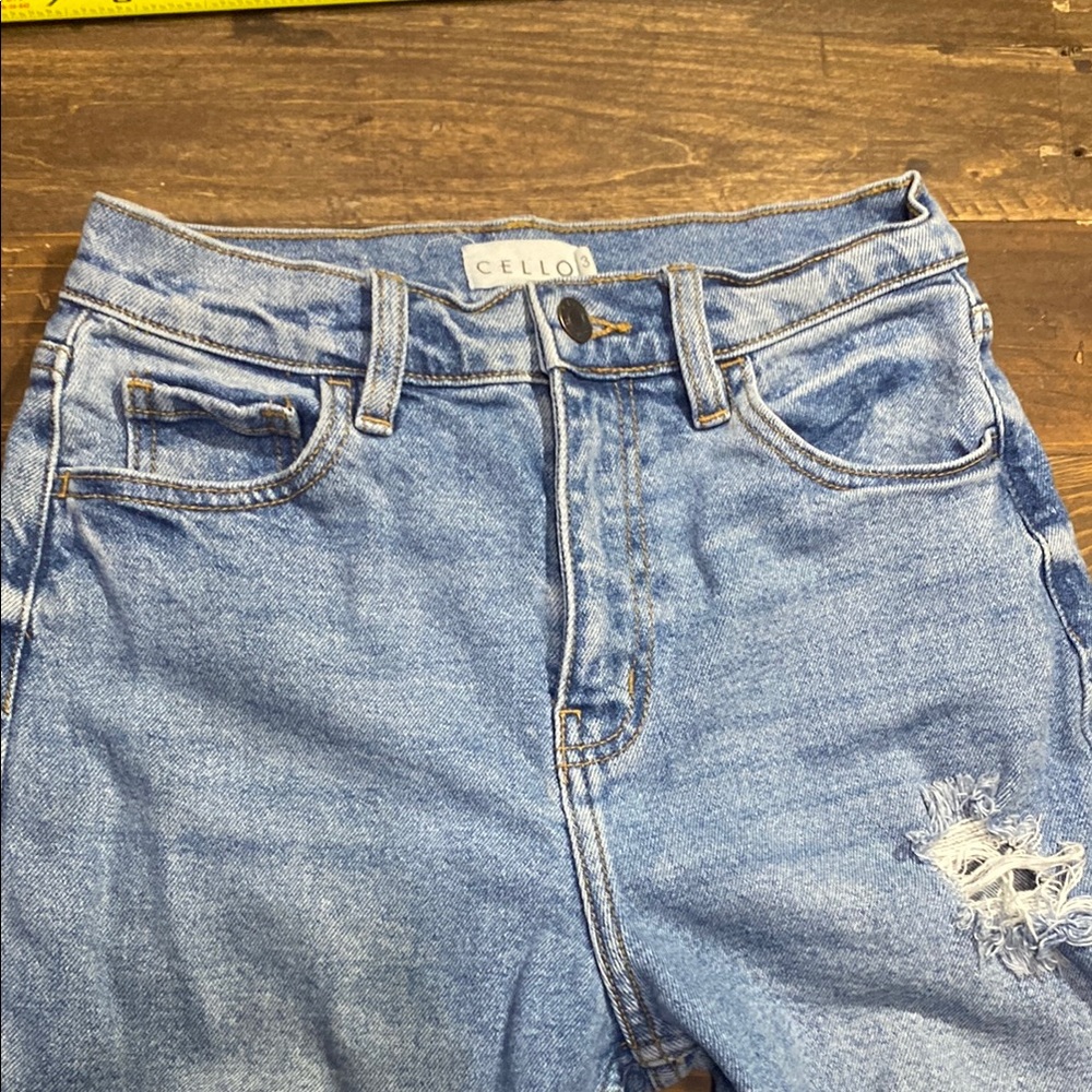 Cello Straight Leg Blue Jeans with Vintage Distressing - Picture 2 of 9